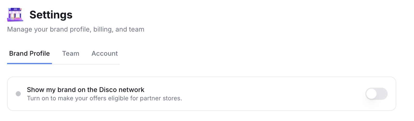 The network visibility toggle — off pauses your offers everywhere