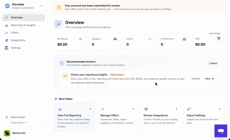 Switching between DiscoAds and DiscoOffers with the product switcher