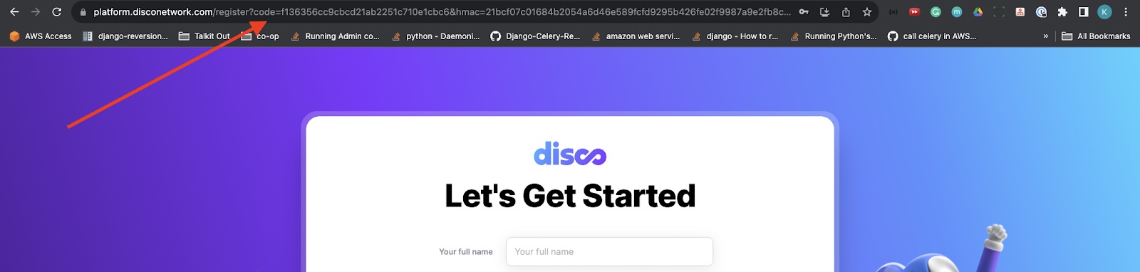 The "Let's Get Started" page